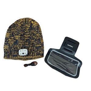 Goldworld Unisex LED Lighted Beanie w/ Phone Arm Band - Black Yellow - One size